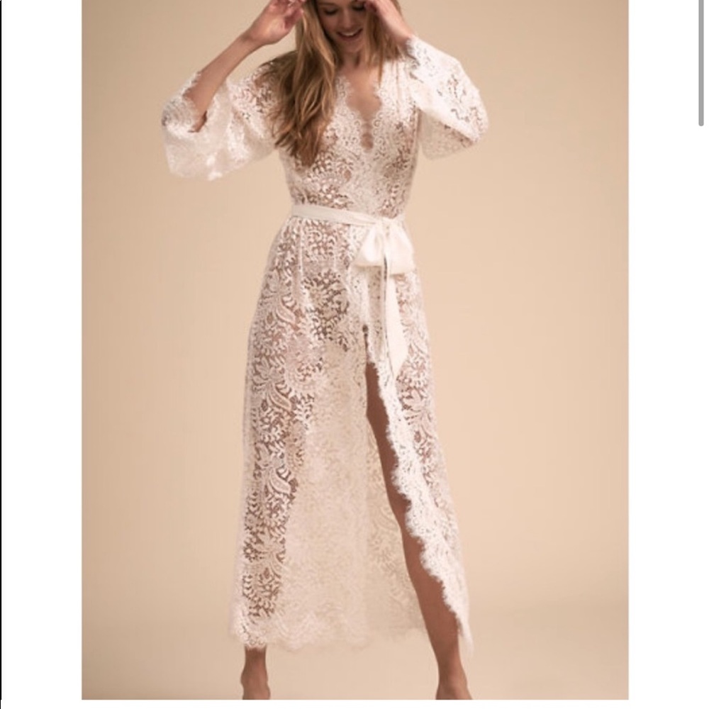 Lace Maxi Robe with satin tie